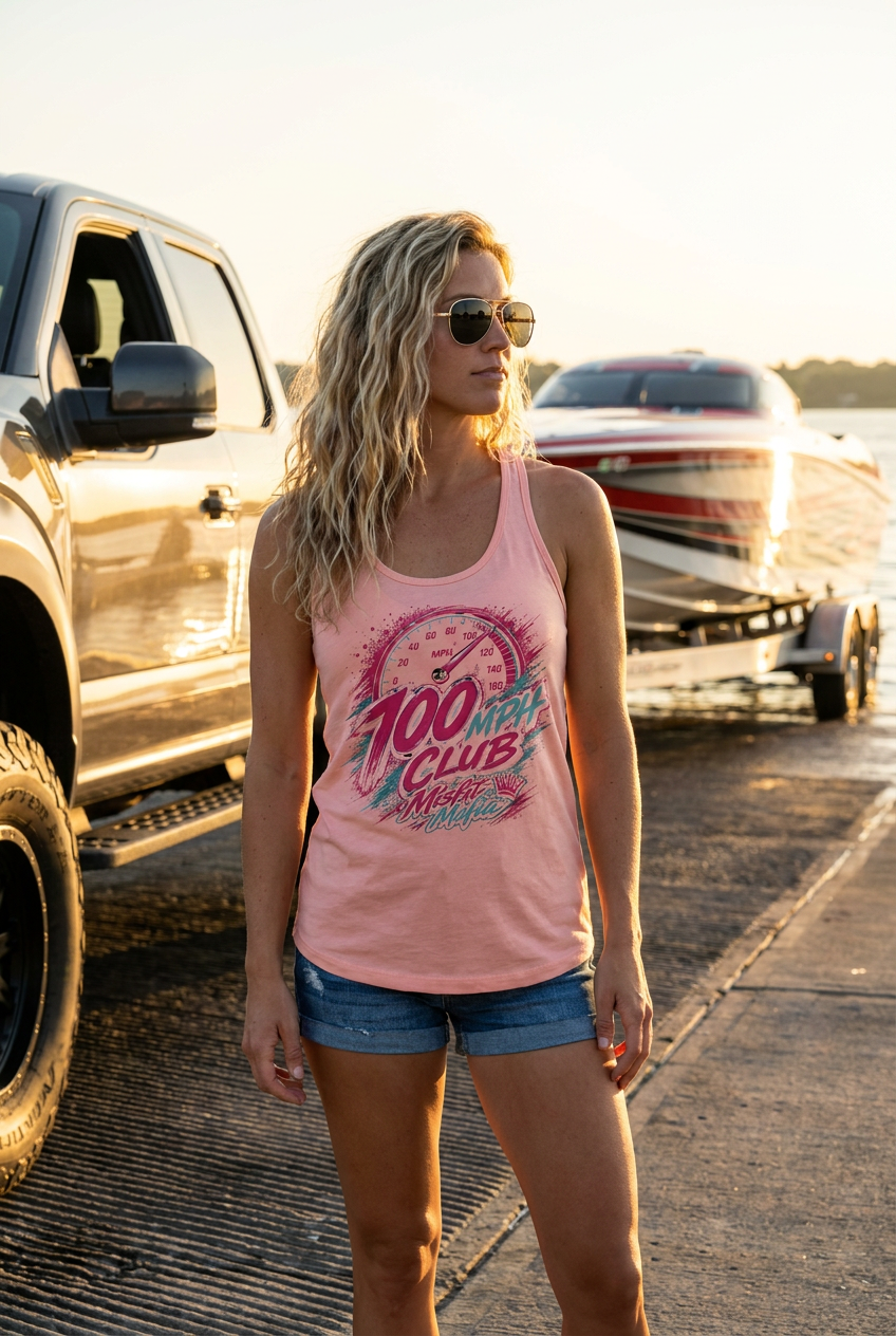 Ladies Racerback Tank - 100 MPH Club